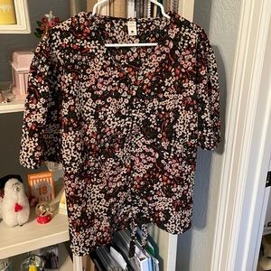 Floral tie-back blouse